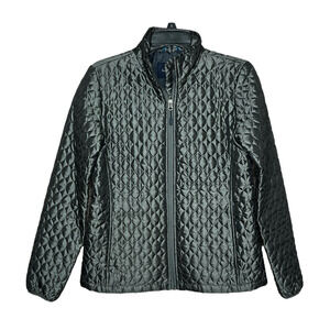 Land's End Black Winter Quilted Puffer Full Zipper Jacket Coat Size Small